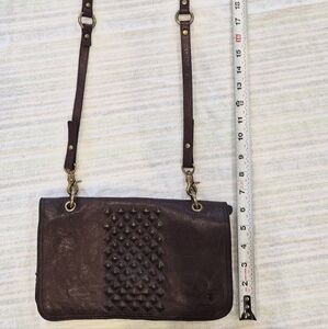 Frye Studded Dark Brown Leather Crossbody Bag